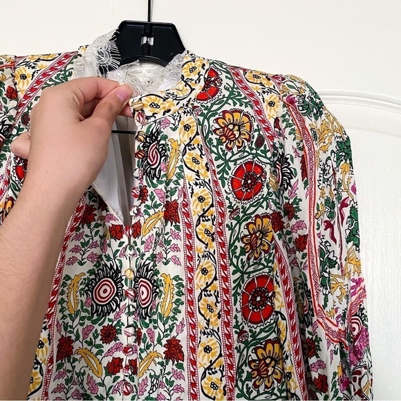 Alice + Olivia Dress Lawson Floral Buttoned Mini Flower Pot Ecru Multi 4 EUC - Picture 5 of 11